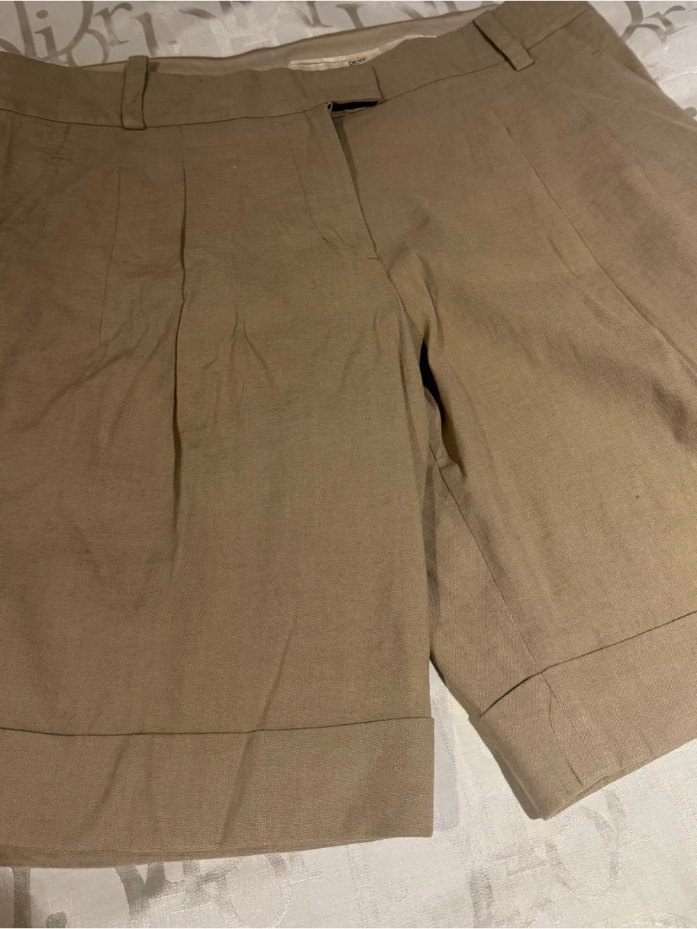 Dkny Men's Tan Flat Front Linen-Blend Shorts